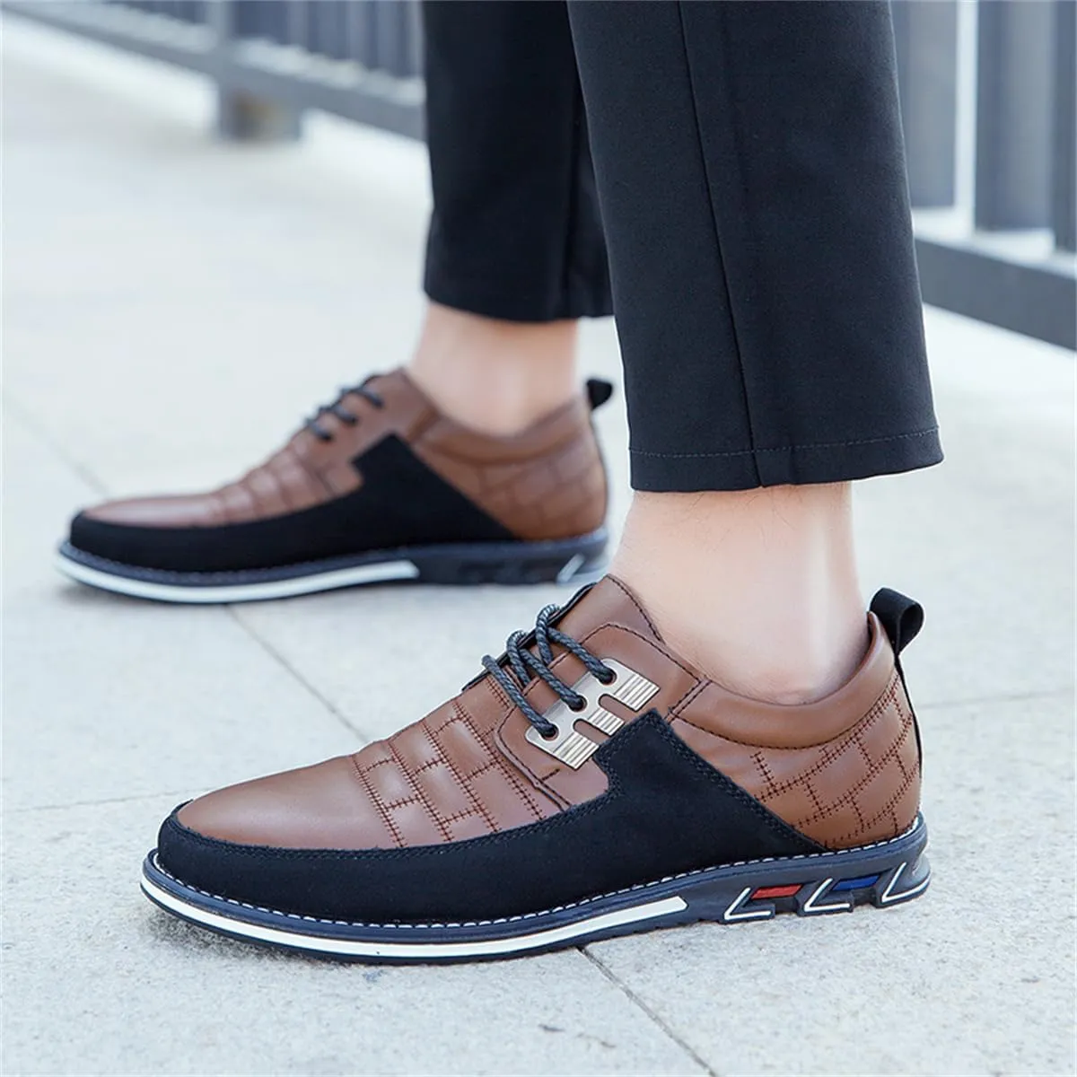 Mens Business Casual Loafers Shoes for Male Lace-up Stylish Work Office Working Oxfords