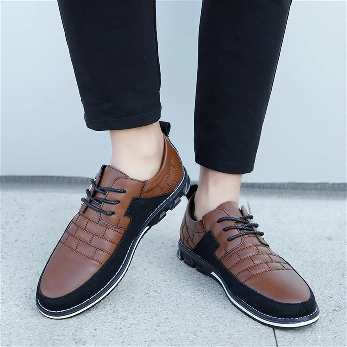 Mens Business Casual Loafers Shoes for Male Lace-up Stylish Work Office Working Oxfords