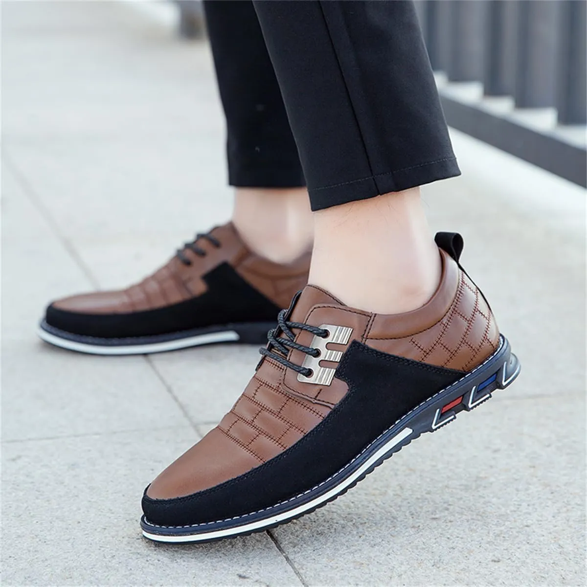 Mens Business Casual Loafers Shoes for Male Lace-up Stylish Work Office Working Oxfords