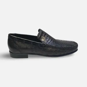 Men's Calzoleria Toscana Black Ostrich and Crocodile Loafer - Style 2817-M