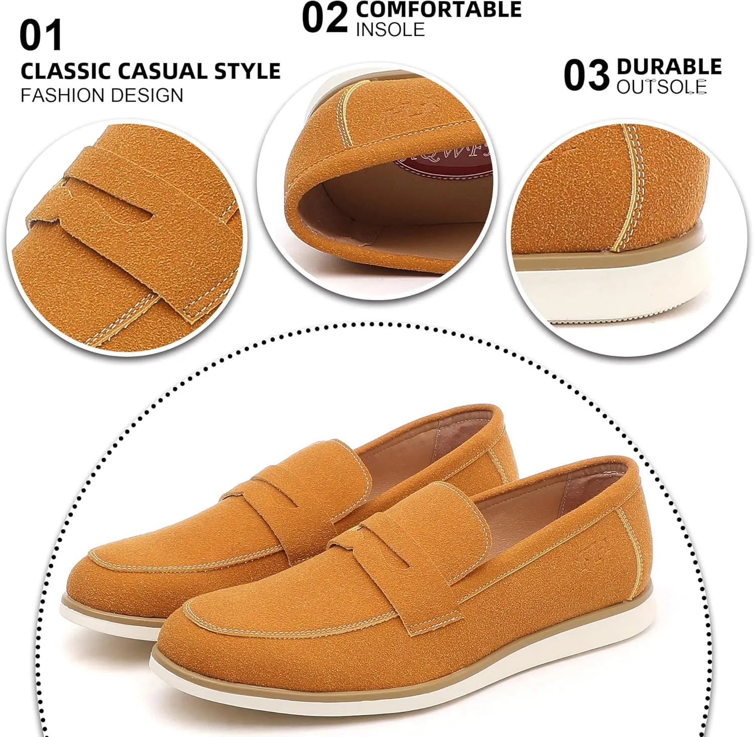 Men's Casual Loafers & Slip On Shoes Daily Commuting Comfortable Canvas Shoes Lightweight Non-Slip Walking Penny Shoes for Men