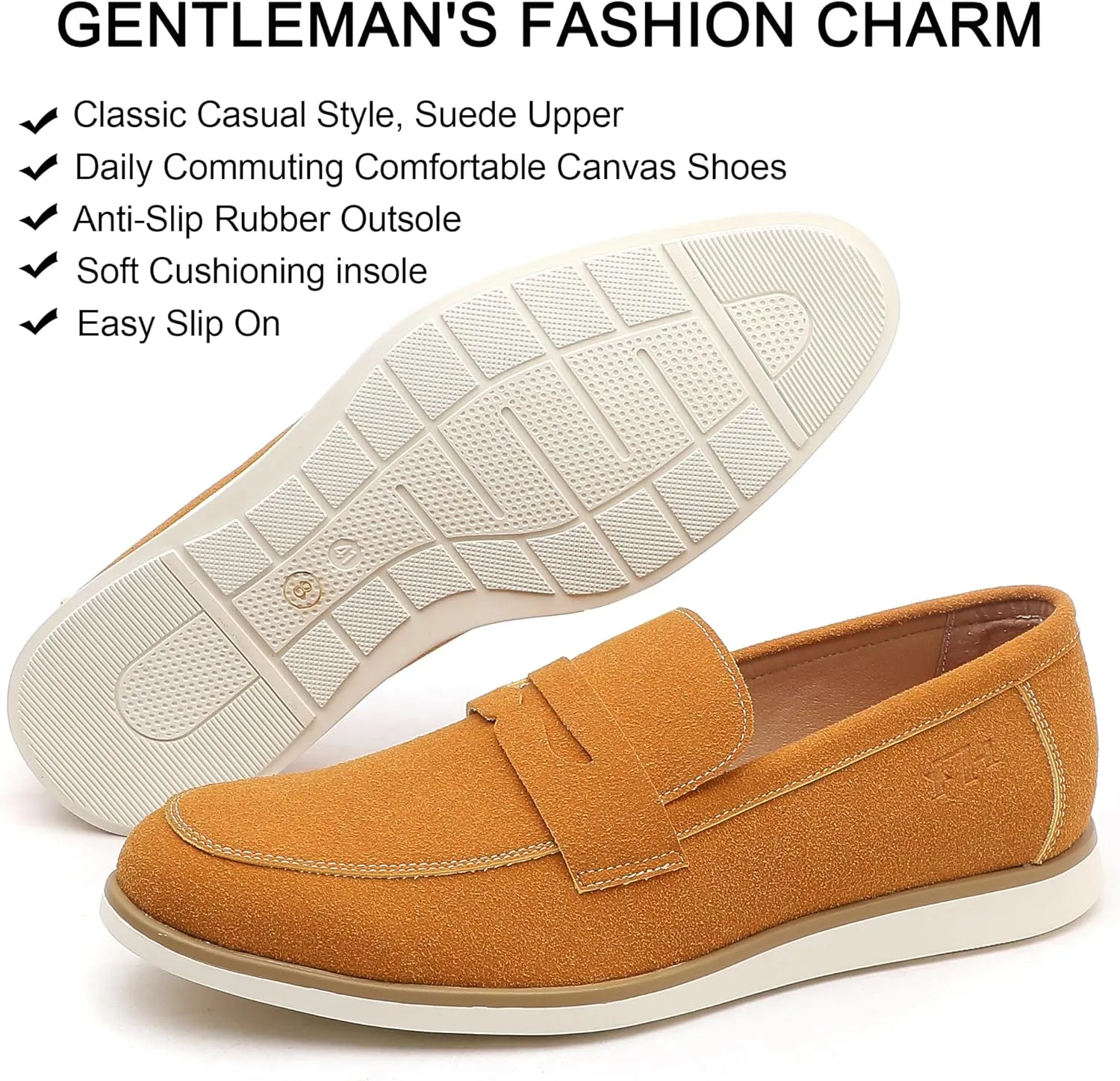 Men's Casual Loafers & Slip On Shoes Daily Commuting Comfortable Canvas Shoes Lightweight Non-Slip Walking Penny Shoes for Men