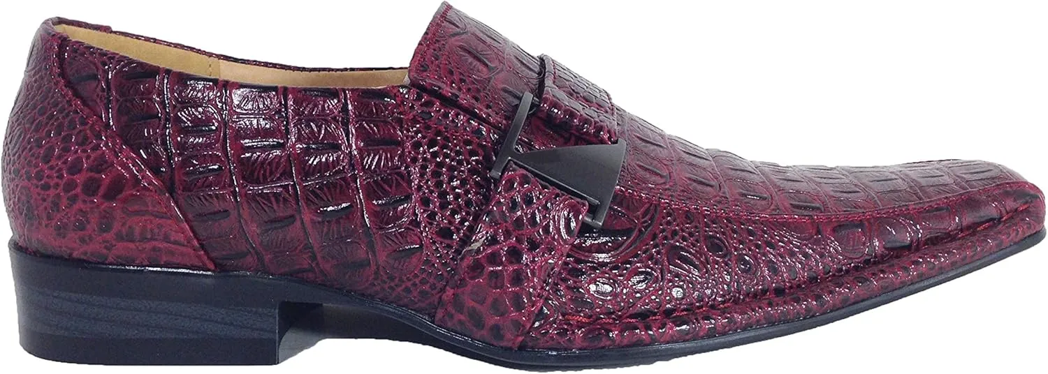 Men's Dress Loafers Elastic Slip on with Buckle Fashion Shoes Runs Half Size Big(Toni)