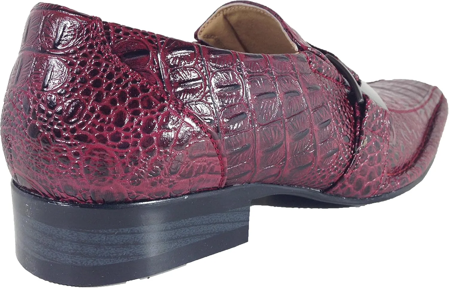 Men's Dress Loafers Elastic Slip on with Buckle Fashion Shoes Runs Half Size Big(Toni)