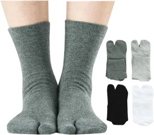 Men's Flip Flop Socks Tabi Split Toe Geta Wicking Cotton Pack of 4