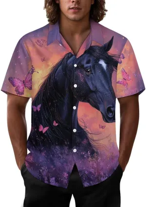 Mens Hawaiian Shirt Casual Button Down Short Sleeve Tropical Beach Holiday Aloha Party Shirt for Men Funny