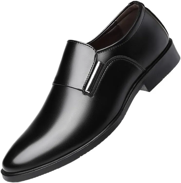 Mens Leather Dress Shoes Men's Casual Retro Wedding Business Formal Oxfords Shoes Casual Comfortable Slip on Loafer