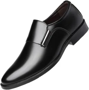 Mens Leather Dress Shoes Men's Casual Retro Wedding Business Formal Oxfords Shoes Casual Comfortable Slip on Loafer