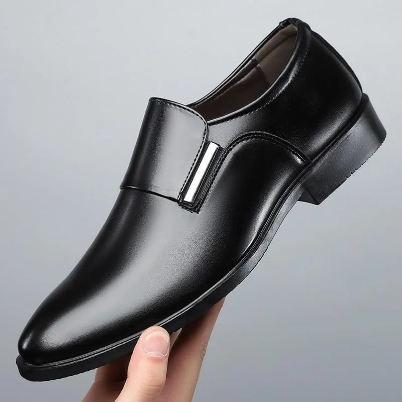 Mens Leather Dress Shoes Men's Casual Retro Wedding Business Formal Oxfords Shoes Casual Comfortable Slip on Loafer