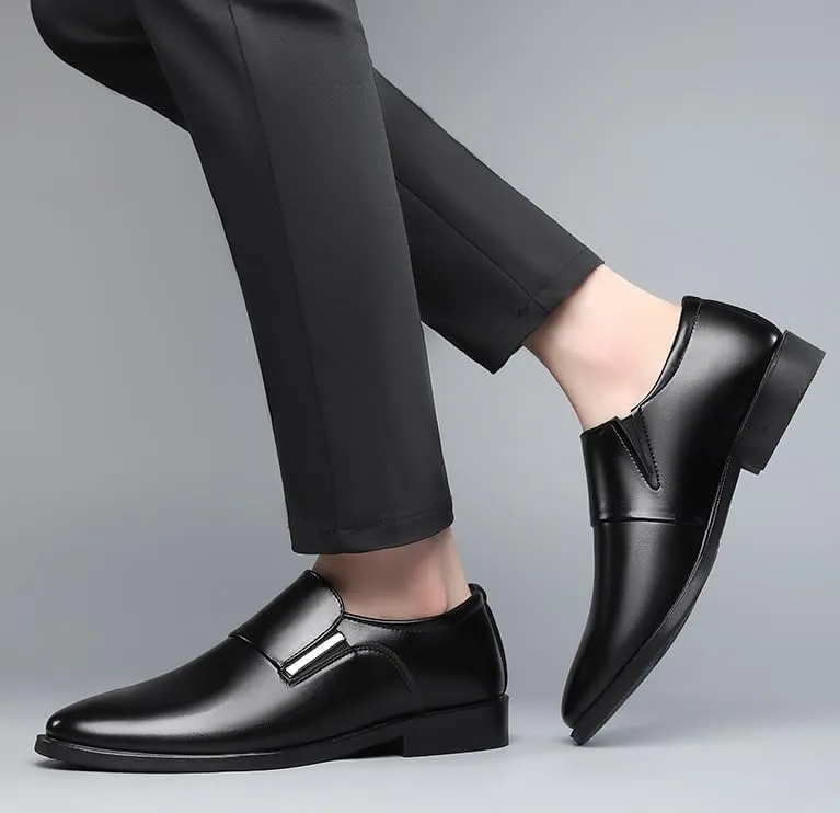 Mens Leather Dress Shoes Men's Casual Retro Wedding Business Formal Oxfords Shoes Casual Comfortable Slip on Loafer