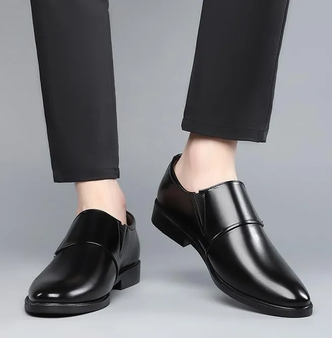 Mens Leather Dress Shoes Men's Casual Retro Wedding Business Formal Oxfords Shoes Casual Comfortable Slip on Loafer