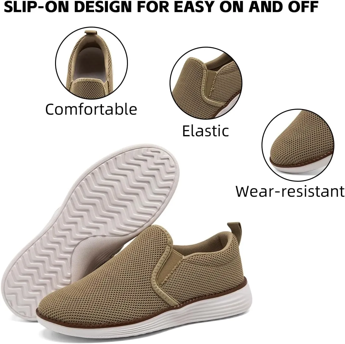 Mens Loafers Slip on Boat Shoes Non Slip Walking Sports Fashion Driving Casual Office Shoes Gym Lightweight Comfortable Sneakers