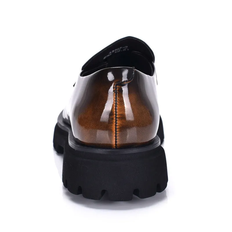Men’s Loafers with  Patent Leather Chunky Sleek & Stylish Thick Sole
