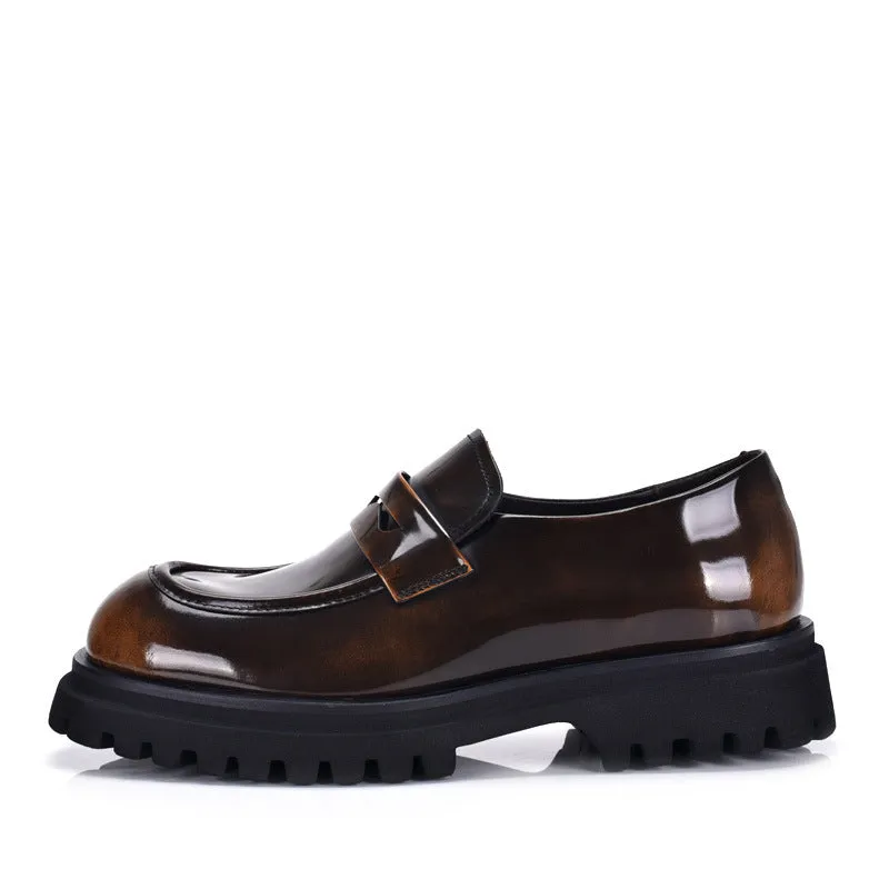 Men’s Loafers with  Patent Leather Chunky Sleek & Stylish Thick Sole