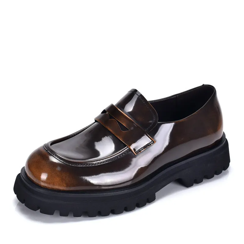 Men’s Loafers with  Patent Leather Chunky Sleek & Stylish Thick Sole