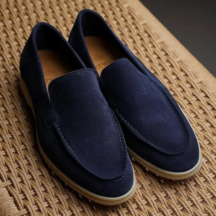 Men's Suede Loafers Slip-Ons Moccasins for Men Summer Dress Shoes Lightweight and Breathable Flat Loafer Casual Driving Walking Shoes Oxford Shoes
