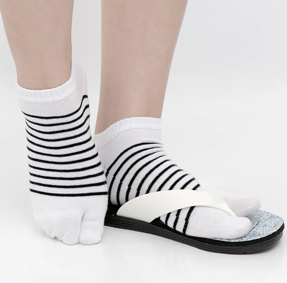 Men's Tabi Flip Flop Socks Athletic Cotton Crew Two Toe 5/6 Pack