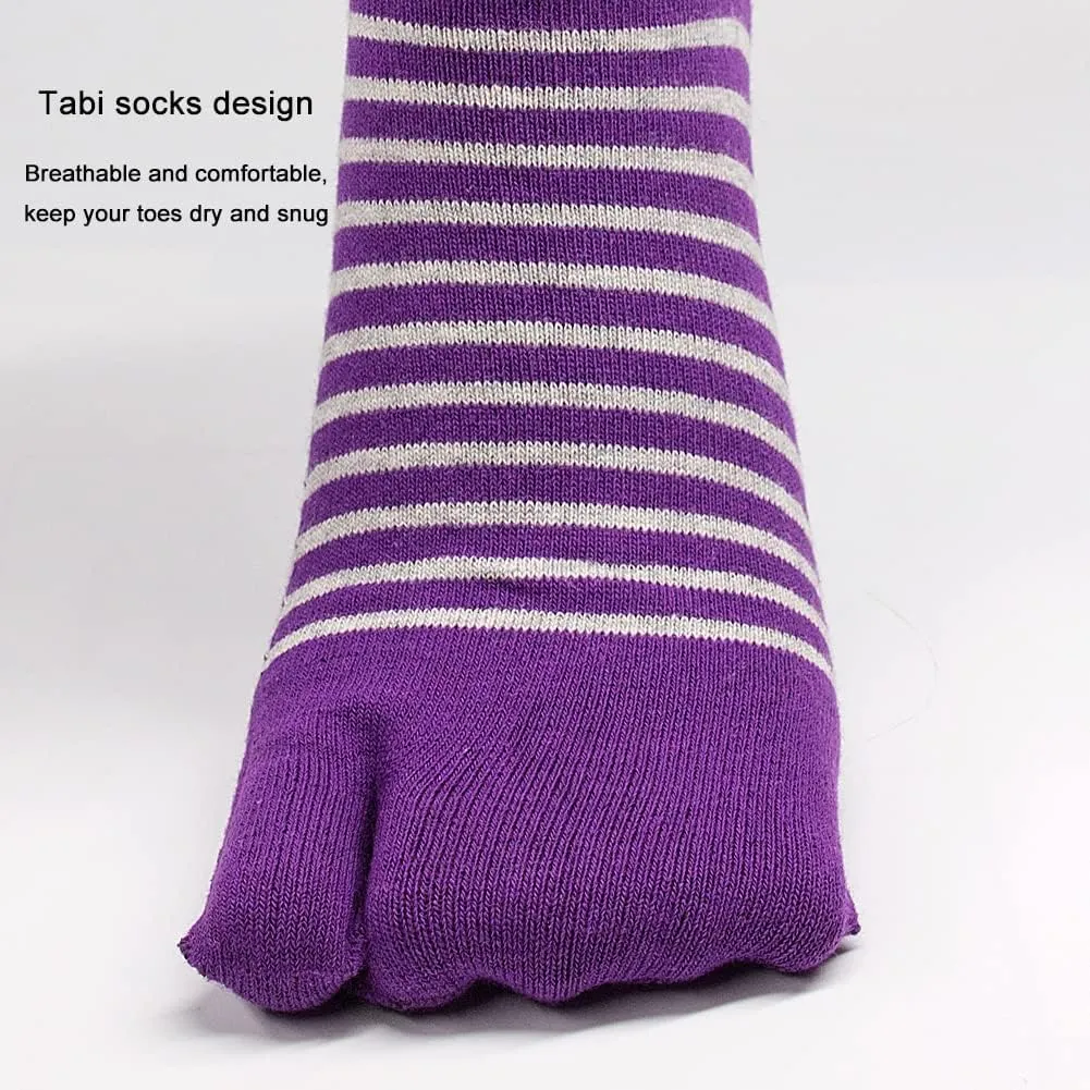 Men's Tabi Flip Flop Socks Athletic Cotton Crew Two Toe 5/6 Pack