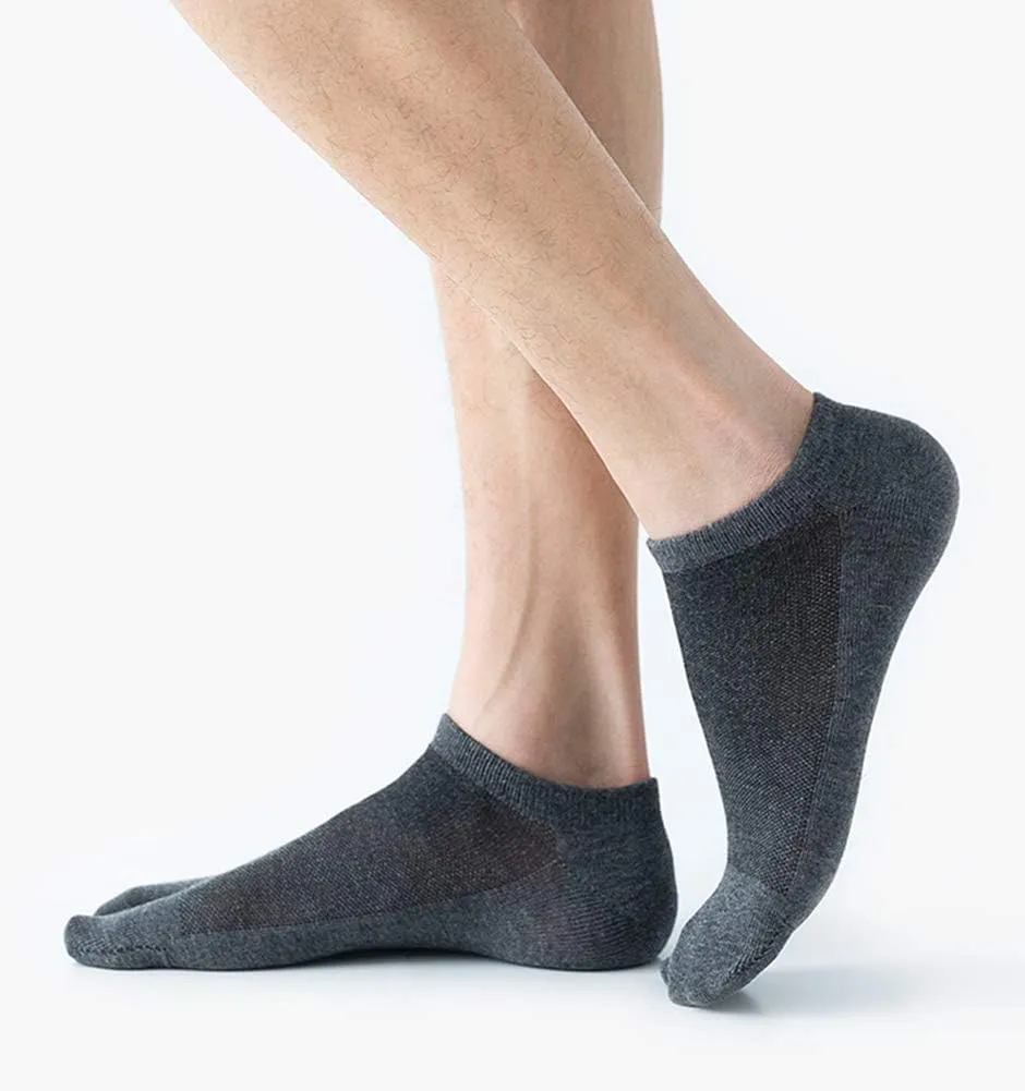 Men's Tabi Flip Flop Socks Athletic Cotton Crew Two Toe 5/6 Pack