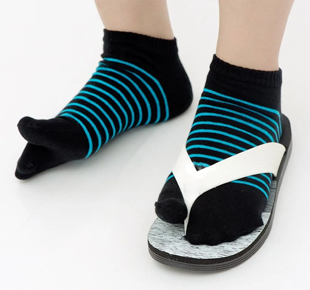 Men's Tabi Flip Flop Socks Athletic Cotton Crew Two Toe 5/6 Pack