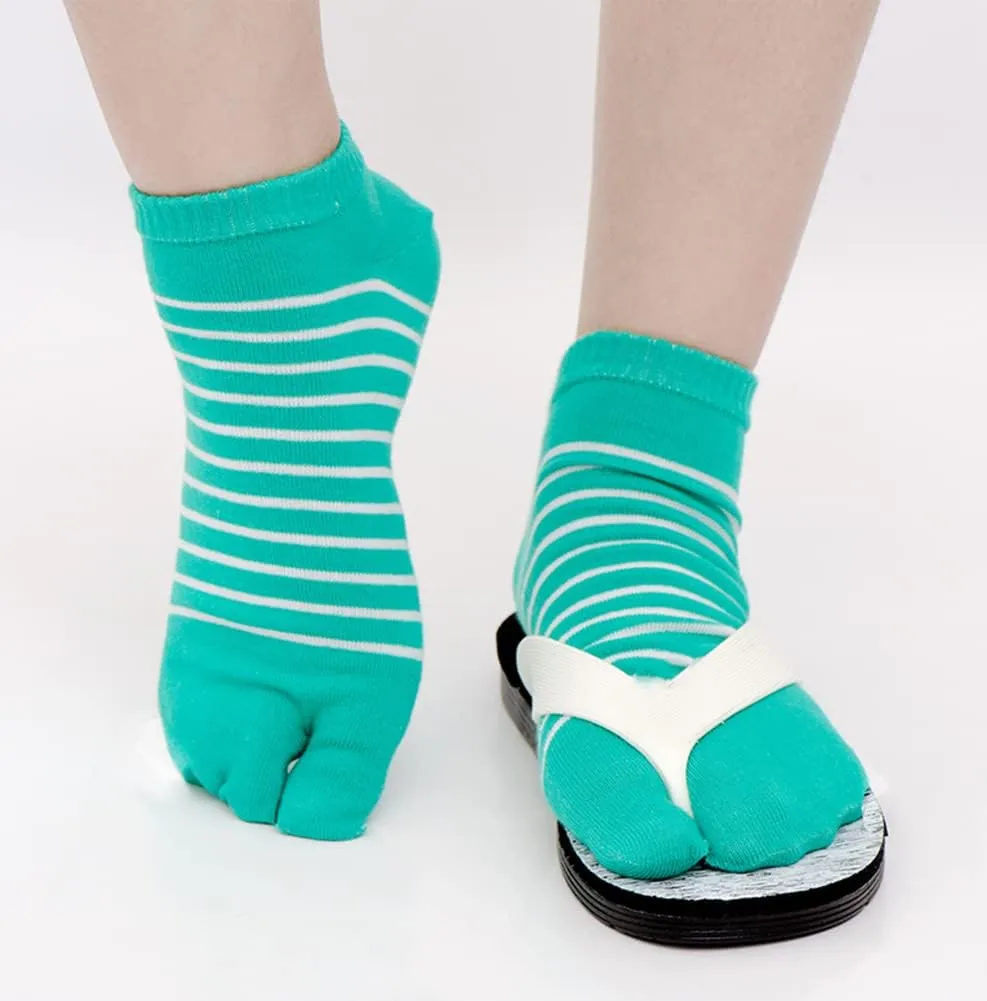 Men's Tabi Flip Flop Socks Athletic Cotton Crew Two Toe 5/6 Pack
