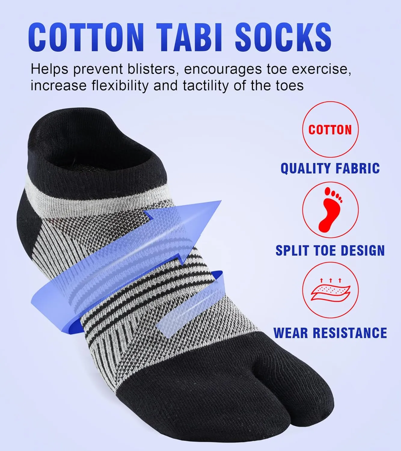 Men's Tabi Socks Flip Flop Split Toe Big Toe Cotton Athletic 4 Pack 6 Pack