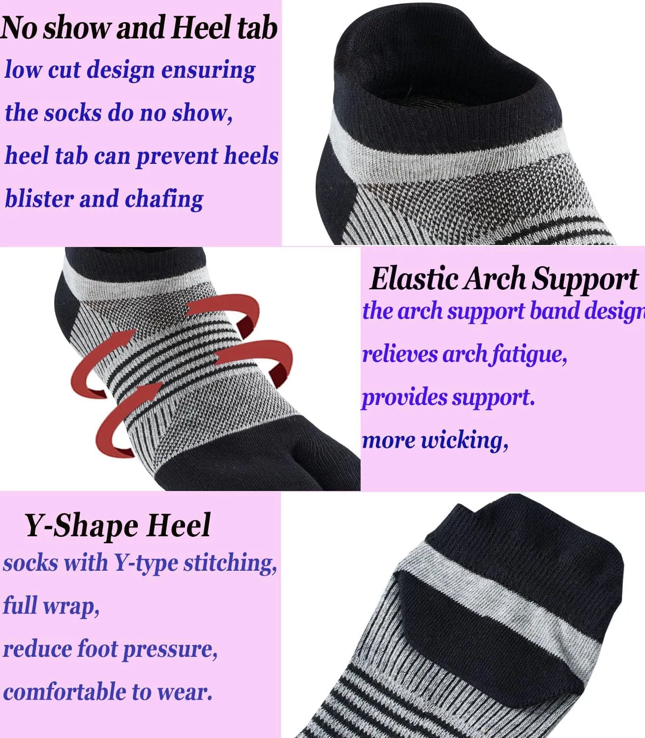 Men's Tabi Socks Flip Flop Split Toe Big Toe Cotton Athletic 4 Pack 6 Pack