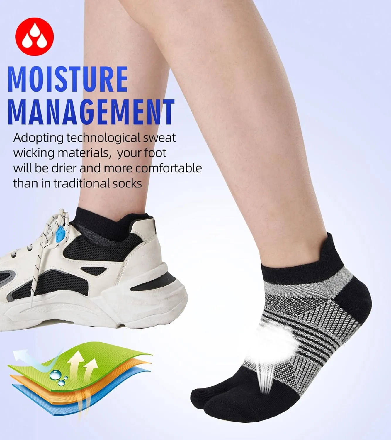 Men's Tabi Socks Flip Flop Split Toe Big Toe Cotton Athletic 4 Pack 6 Pack