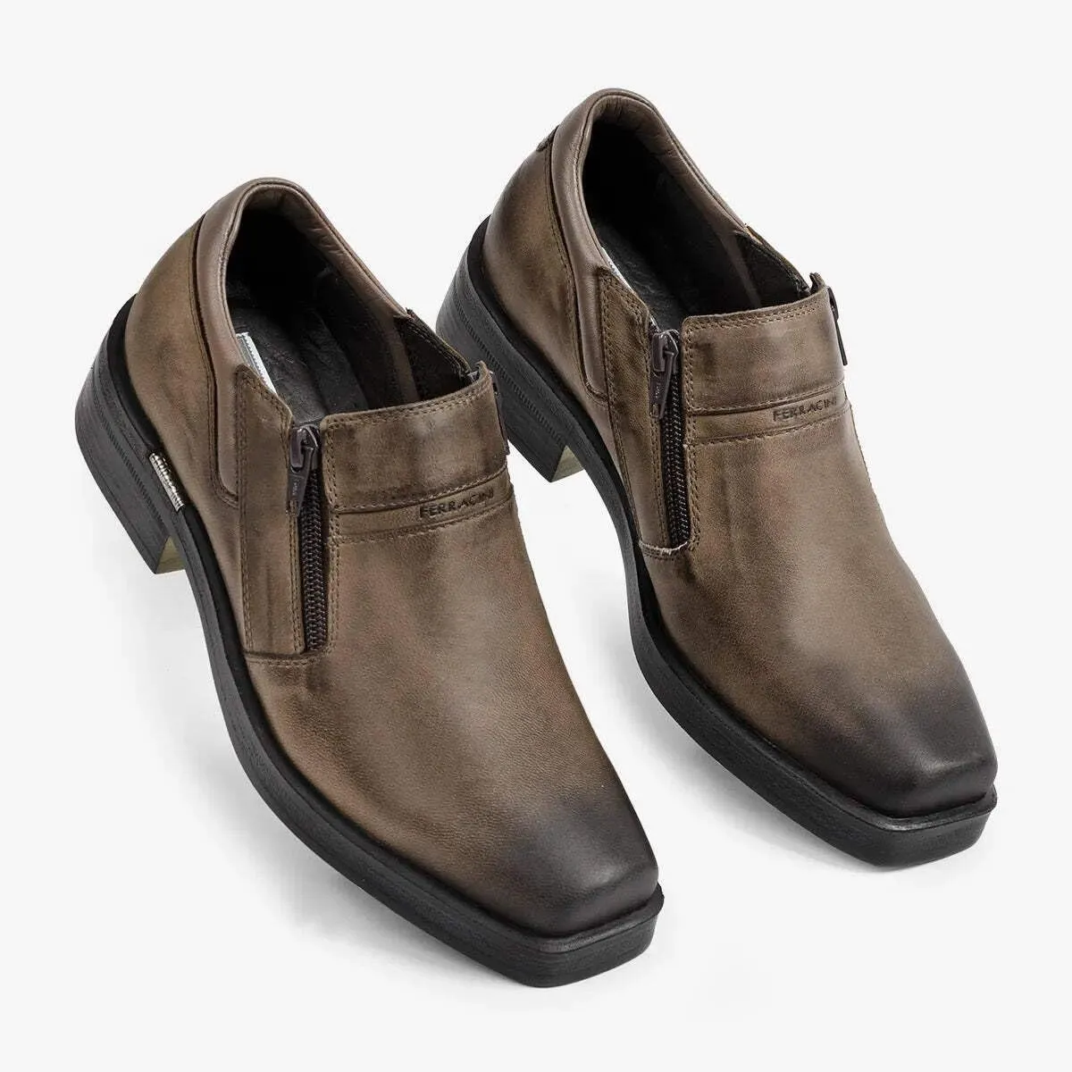 Men's Urban Way Leather Slip-On Shoe with Zipper 6629