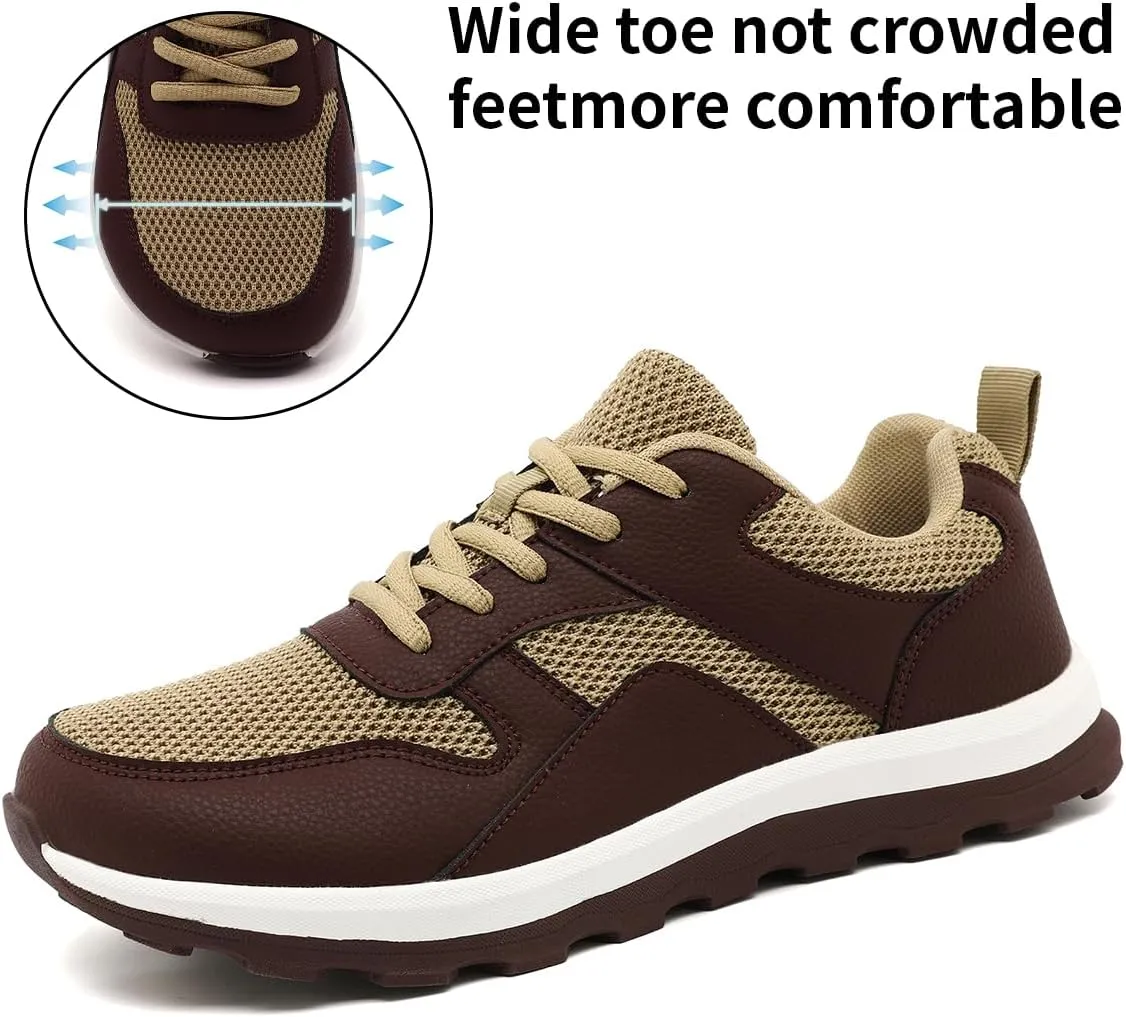 Mens Wide Toe Box Walking Shoes Zero Drop Slip On Sports Sneakers Camp Fitness Flat Sole Running Jogging Breathable Anti-Slip Outdoor Fashion