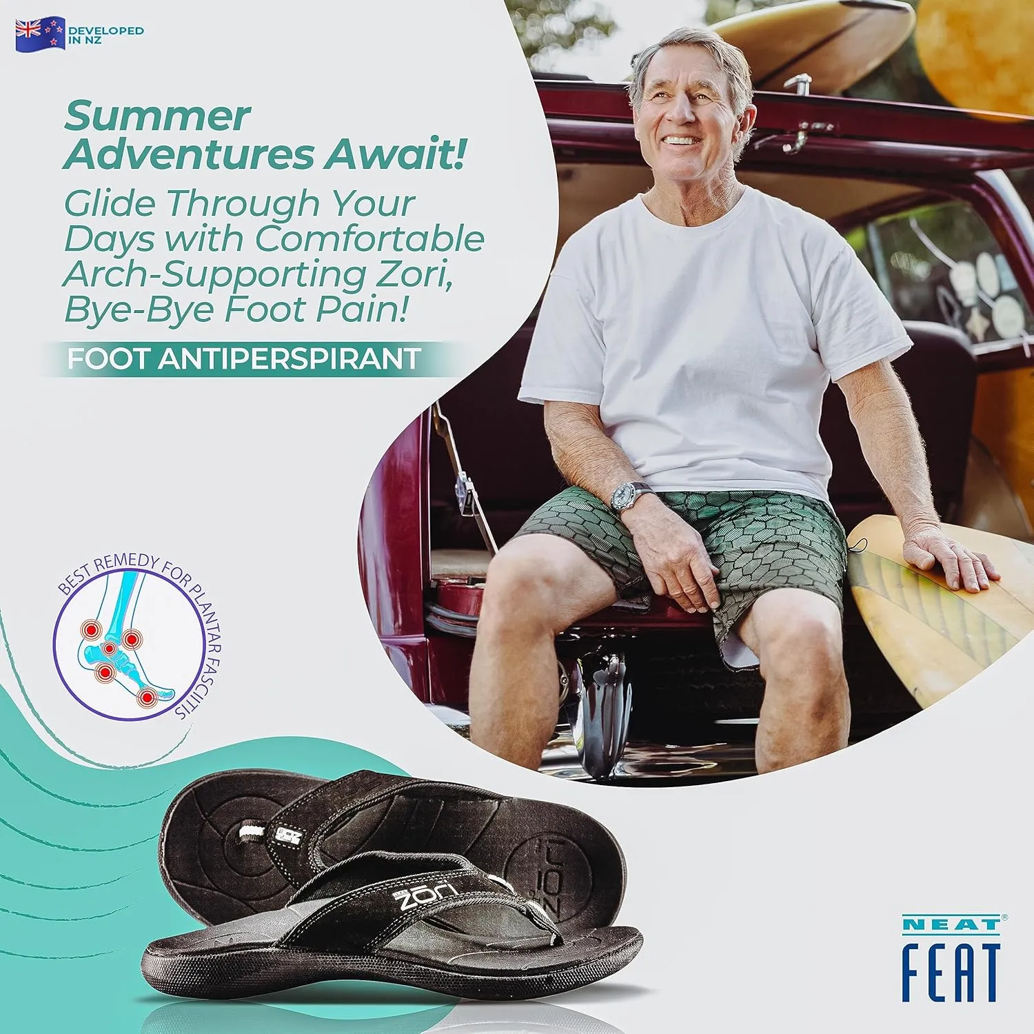 Men's Zori Sport Orthotic Slip-on Sandals Flip-Flop