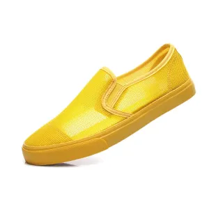 Mesh Breathable Man Shoes 2020 Summer Cool Comfortable Canvas Shoes Men Sneakers Mango Yellow Slip on Loafers 39-44 Gumshoe Male