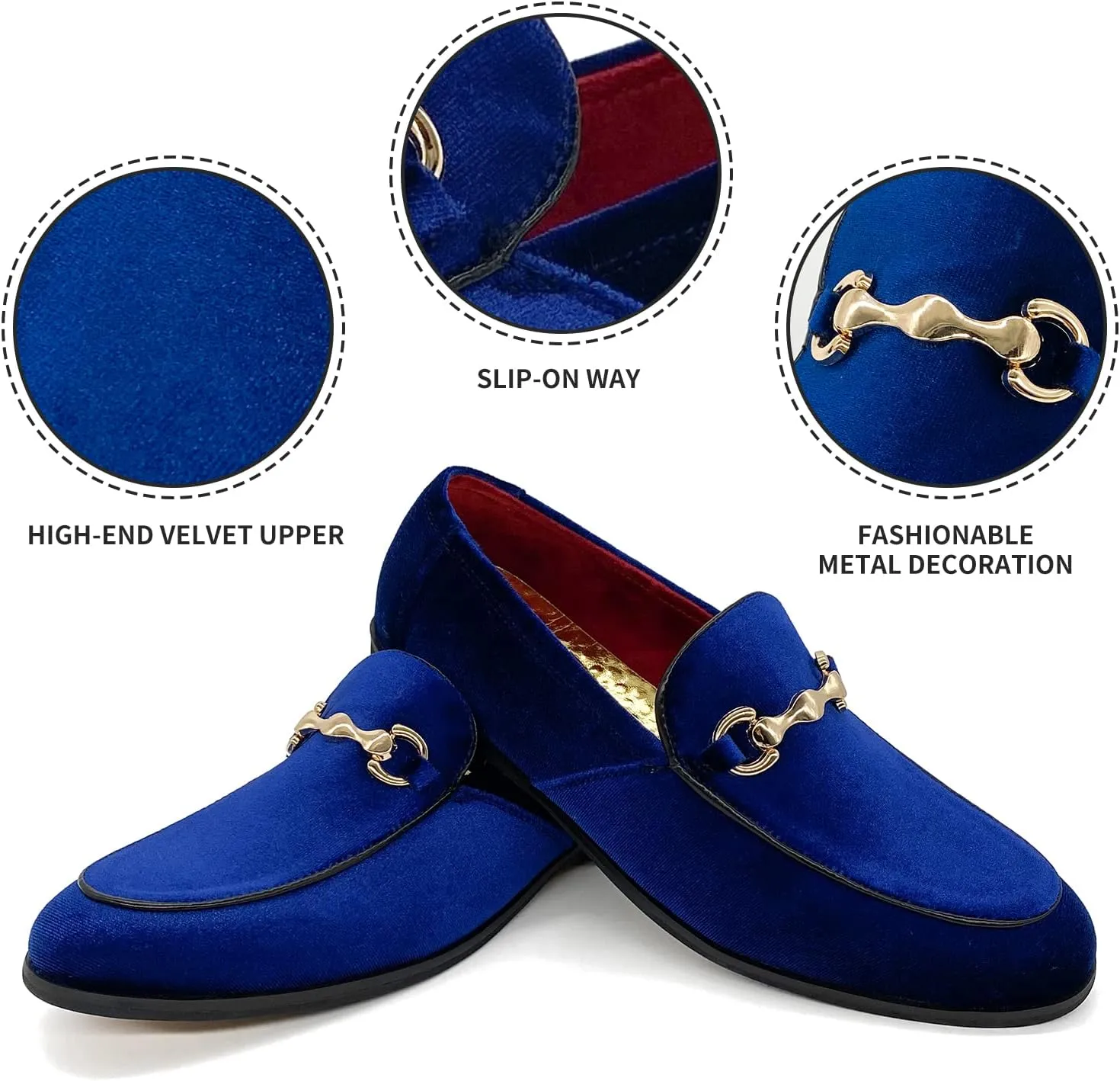 MHB Men's Multiple Colors Velvet Loafer Slip-on Tuxedo Dress Shoes Glitter Suede Smoking Slipper