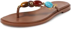 miss left Women Jewelled Strap Open Toe Flip Flops Comfortable Insole Slip on Thong Flat Sandals Classic Summer Beach Indoor Outdoor Slippers Size 4-16 US
