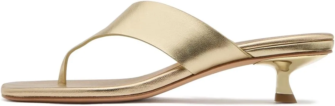 miss left Women Open Toe Kitten Low Heel Thong Slide Sandals Slip on Comfortable Flip Flops Classic Summer Casual Mule Size 4-16 US