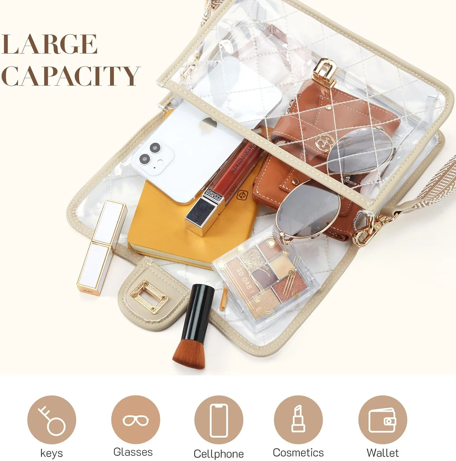 Missnine Clear Bag for Stadium Events Clear Crossbody Purse Stadium Approved Women Transparent Shoulder Bag for Concerts