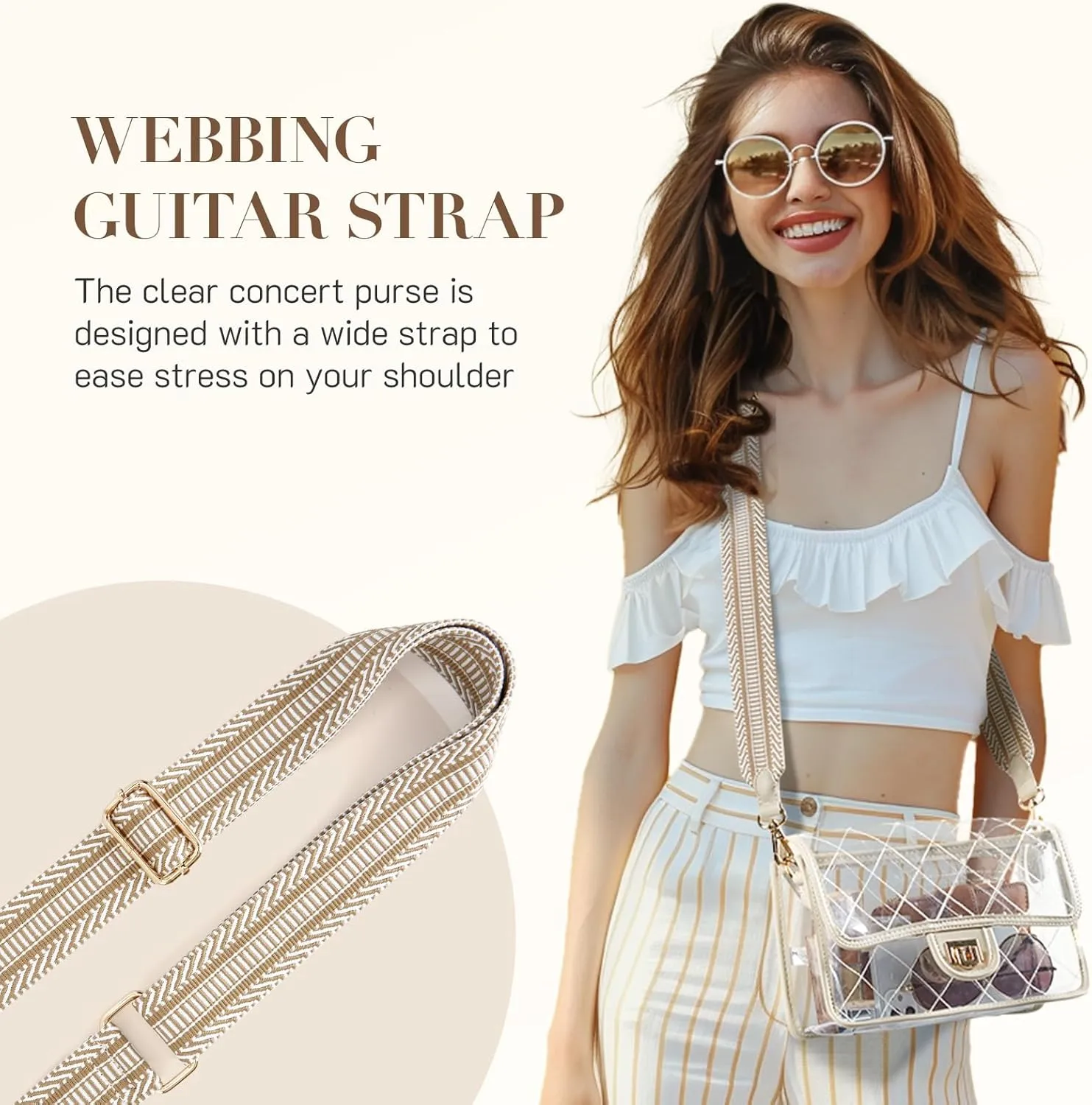 Missnine Clear Bag for Stadium Events Clear Crossbody Purse Stadium Approved Women Transparent Shoulder Bag for Concerts