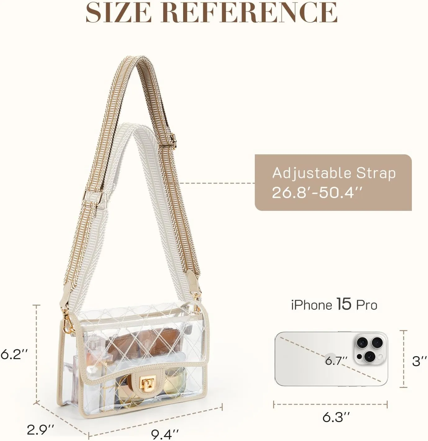 Missnine Clear Bag for Stadium Events Clear Crossbody Purse Stadium Approved Women Transparent Shoulder Bag for Concerts