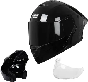 Modular Motorcycle Helmet with Flip-Up Design, DOT Approve with Extra Clear Visor, Full Face Motorcycle Helmets