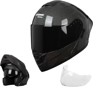 Modular Motorcycle Helmet with Flip-Up Design, DOT Approve with Extra Clear Visor, Full Face Motorcycle Helmets