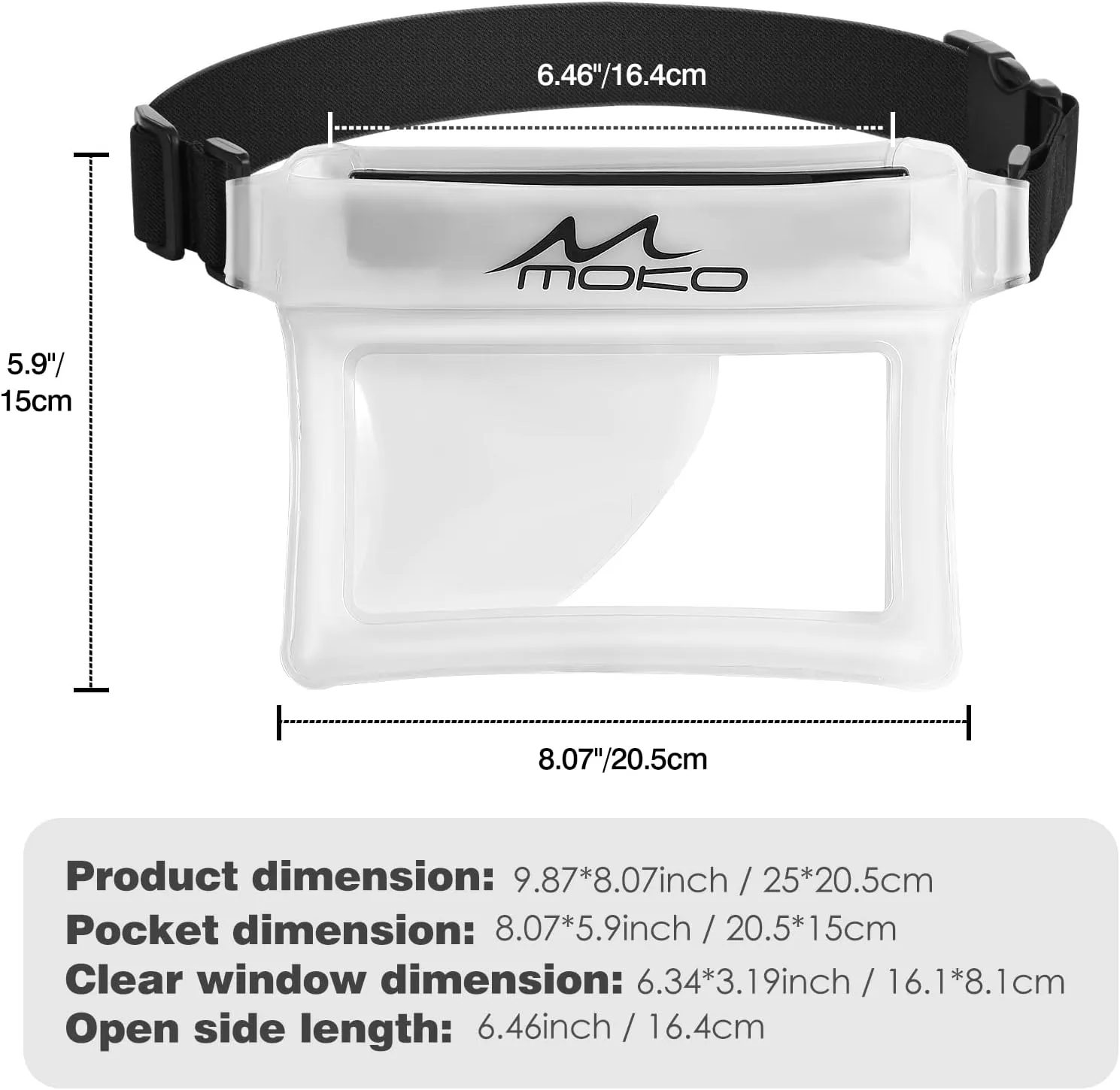 MoKo Waterproof Phone Pouch Fanny Pack, Floating Dry Bag for Swimming Kayaking Snorkeling, Compatible with iPhone 14 13 12 11 Pro Max X/Xr/Xs Max, Galaxy S21 Ultra/S9/Note 10 Plus, Matte White