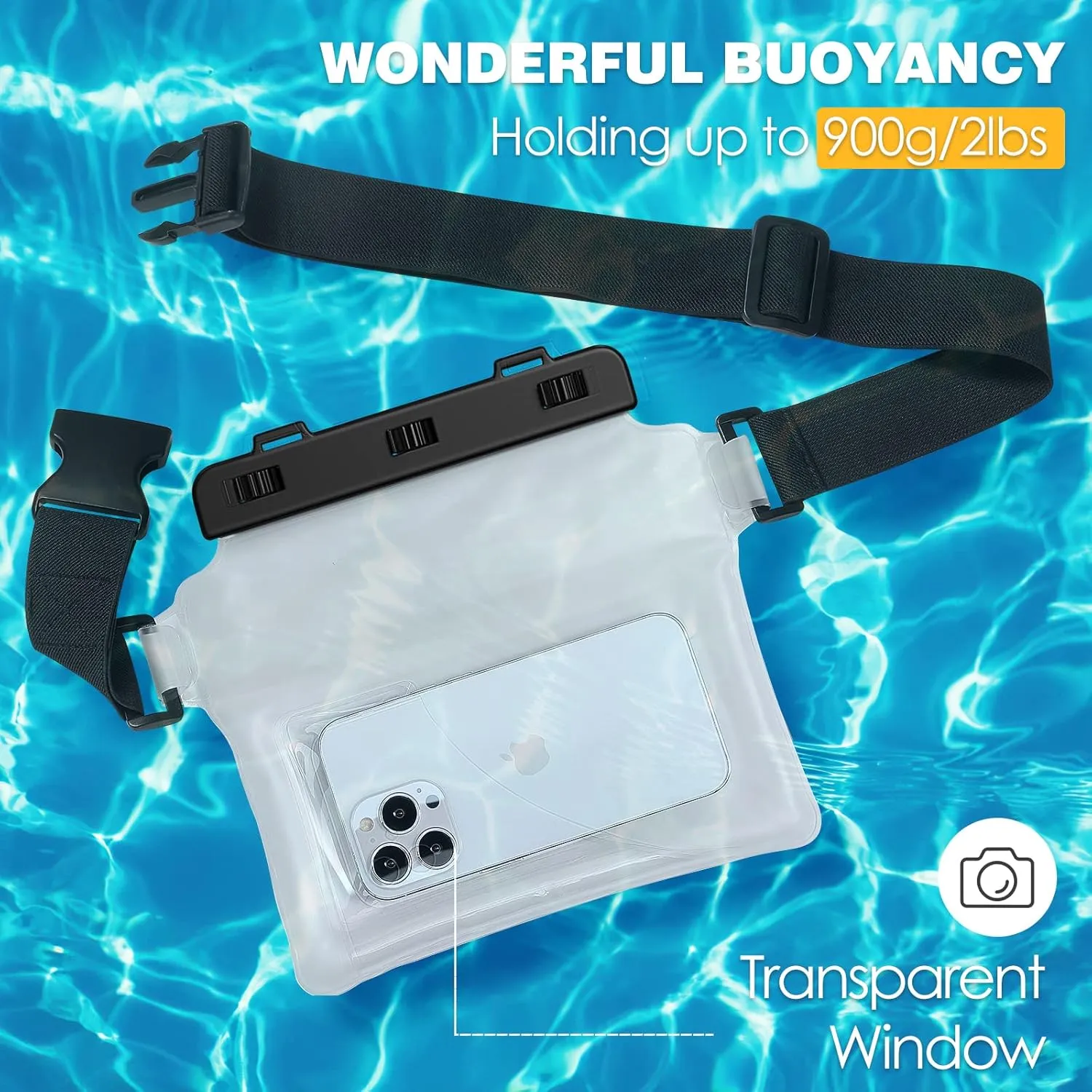 MoKo Waterproof Phone Pouch Fanny Pack, Floating Dry Bag for Swimming Kayaking Snorkeling, Compatible with iPhone 14 13 12 11 Pro Max X/Xr/Xs Max, Galaxy S21 Ultra/S9/Note 10 Plus, Matte White