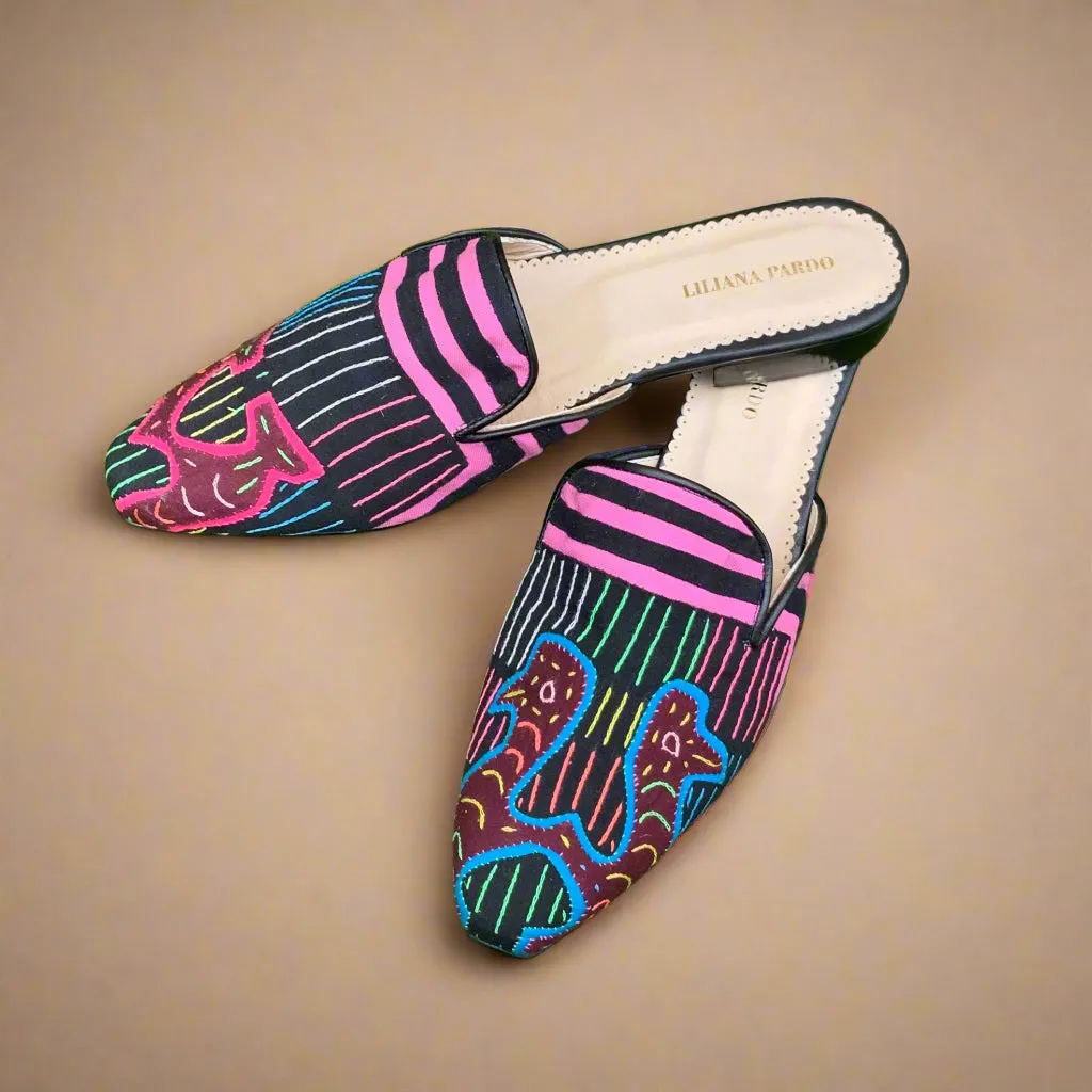 Mola Mules | Black Multicolor