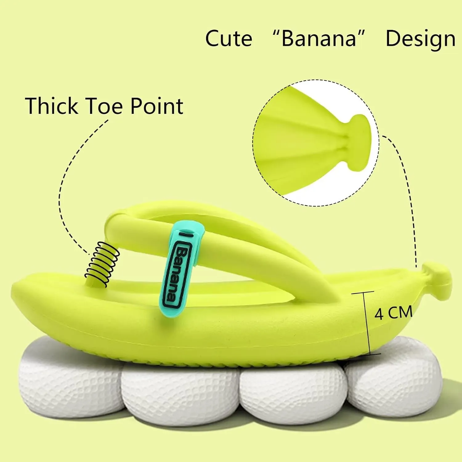 MOLERFO Unisex Banana Flip Flops for Women Men Cloud Slides Sandals Pillow Non Slip Slippers Bathroom Shower Summer Pool Beach Creative Fruit Shoes