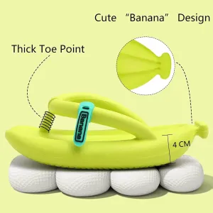 MOLERFO Unisex Banana Flip Flops for Women Men Cloud Slides Sandals Pillow Non Slip Slippers Bathroom Shower Summer Pool Beach Creative Fruit Shoes