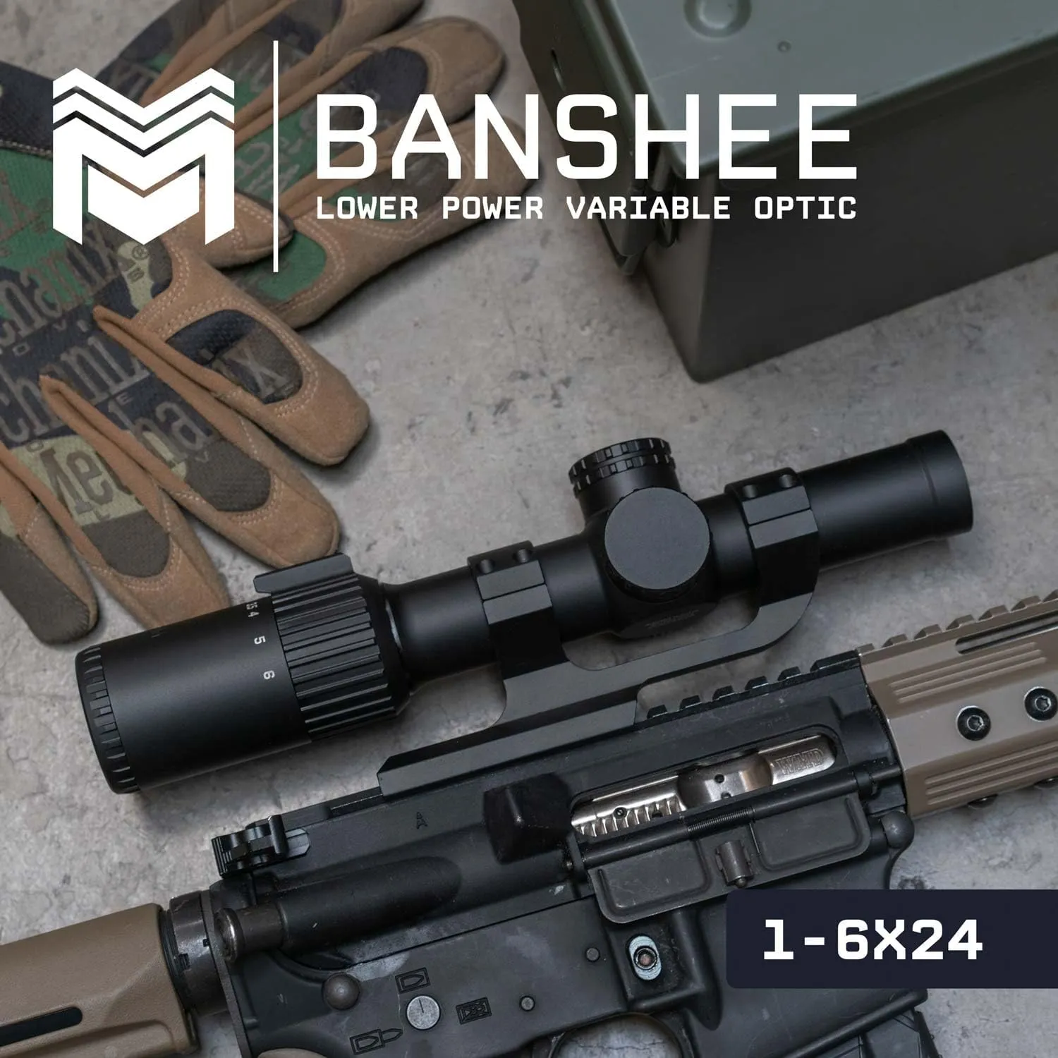 Monstrum Banshee 1-6x24 LPVO Rifle Scope with Offset Scope Mount