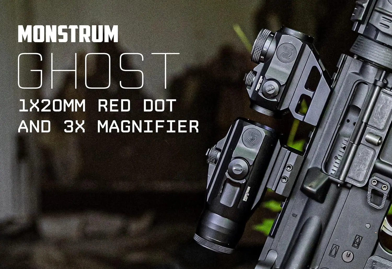 Monstrum Ghost Red Dot Sight | 3X Magnifier with Flip to Side Mount | Combo