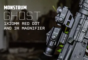 Monstrum Ghost Red Dot Sight | 3X Magnifier with Flip to Side Mount | Combo