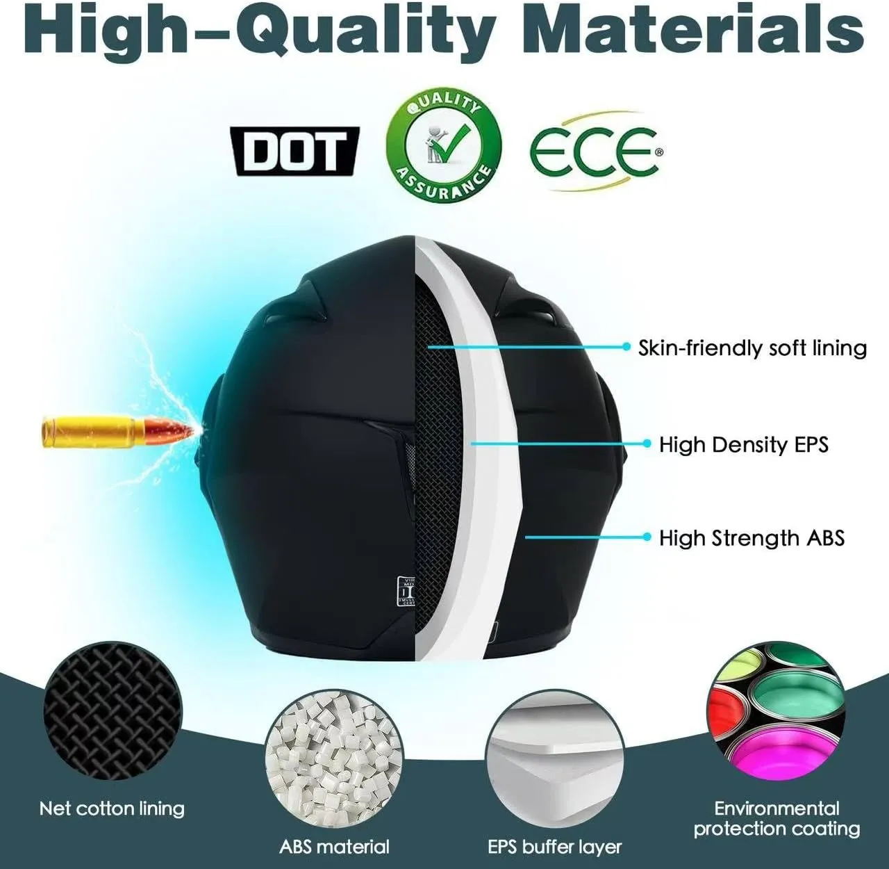 Motorcycle Bluetooth Modular Helmet, DOT Approved Flip Up Full Face Motorcycle Dual Visor Helmet, with Dual Speakers and Microphone, for Adults Men and Women