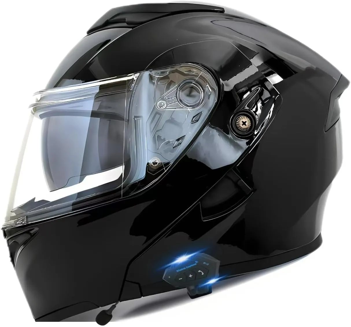 Motorcycle Bluetooth Modular Helmet, DOT Approved Flip Up Full Face Motorcycle Dual Visor Helmet, with Dual Speakers and Microphone, for Adults Men and Women
